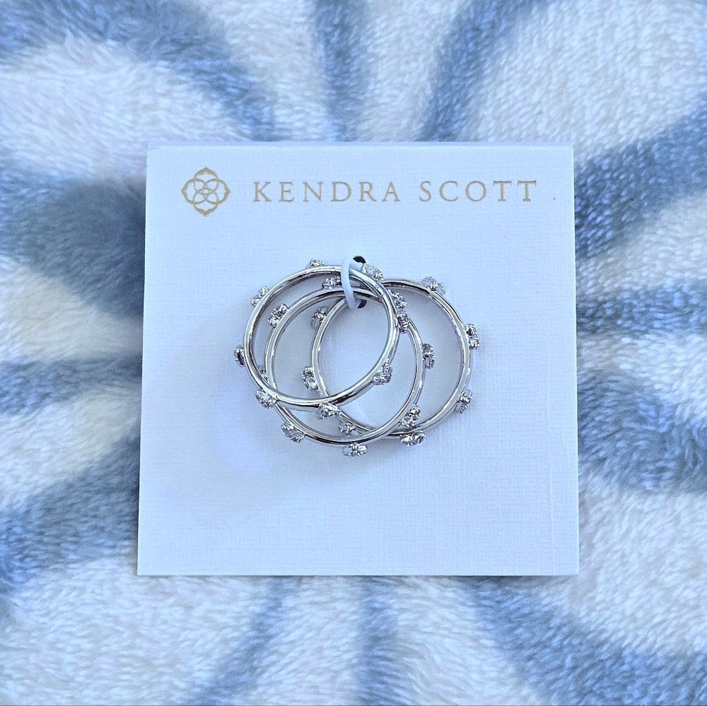 Kendra Scott "Haven" Silver🤍 Crystal Heart❤️ Rings💍 Trio3️⃣ - Picture 2 of 16